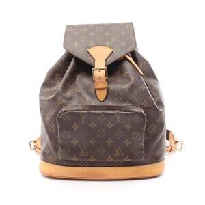 Louis Vuitton Montsouris Backpack Bag Canvas Leather Monogram Brown